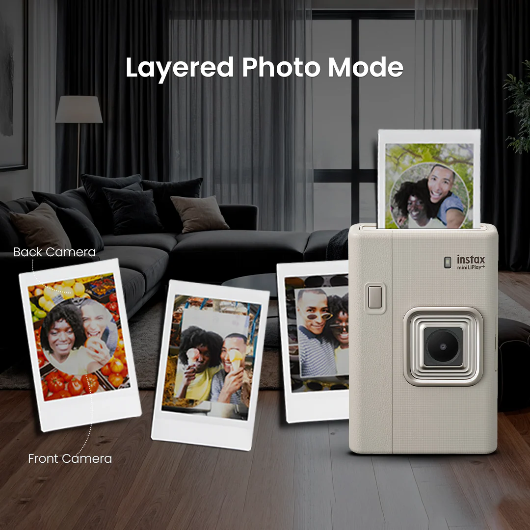 FUJIFILM INSTAX MINI LIPLAY PLUS HYBRID INSTANT CAMERA SAND BEIGE thumbnail 2
