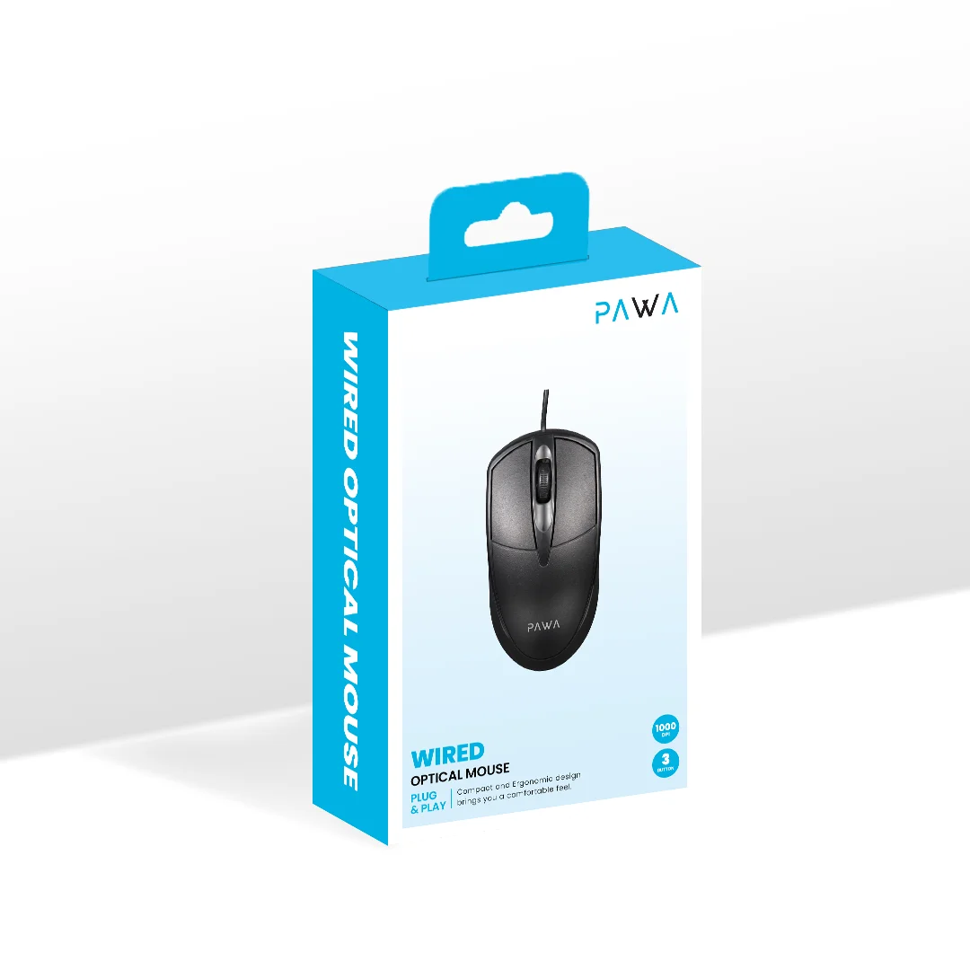 PAWA WIRED OPTICAL MOUSE BLACK PW-MWN2TC15-BK thumbnail 4