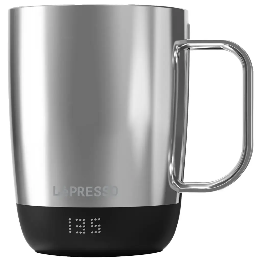 LEPRESSO AURELIO CERAMIC MUG WITH TEMPERATURE CONTROL BASE SILVER LPCFFACM0062SL thumbnail 2