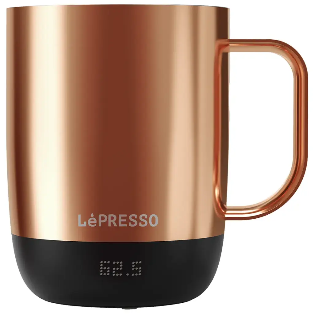 LEPRESSO AURELIO CERAMIC MUG WITH TEMPERATURE CONTROL BASE ROSE GOLD LPCFFACM0062RG thumbnail 2