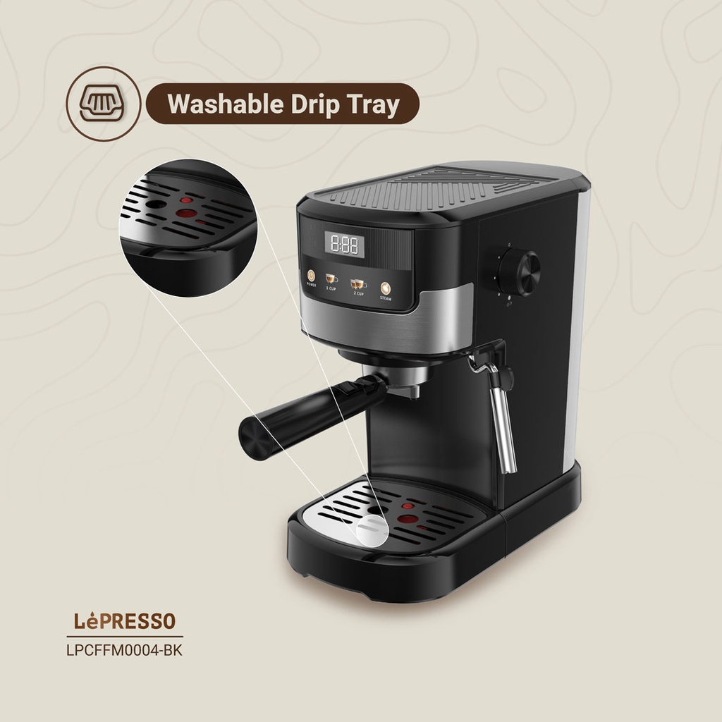 LEPRESSO BREAKFAST TRIO TOASTER DRIP COFFEE KETTTLE LP009 BLACK LPCFFM0009-BK thumbnail 5