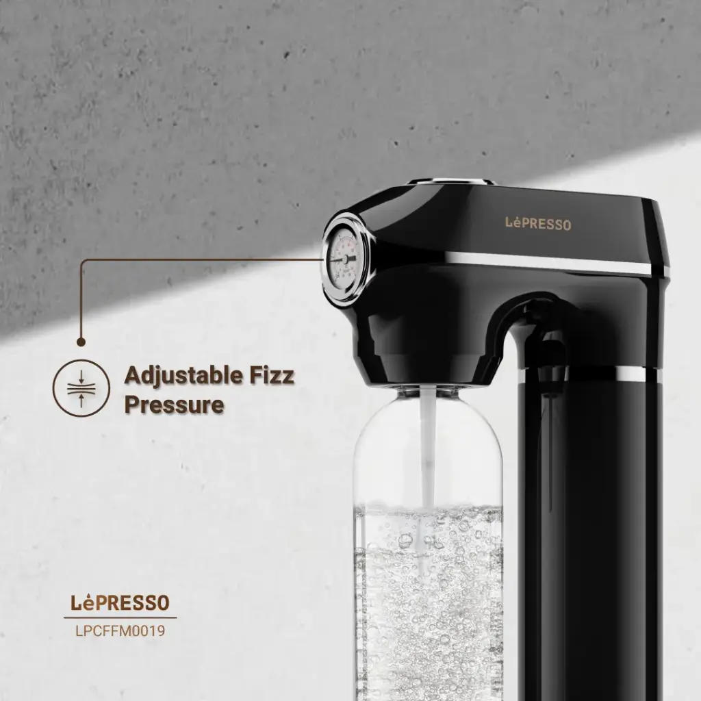 LEPRESSO CARBONATOR INSTANT SPARKLING WATER PRESSURE GAUGE BLACK LPCFFM0019 thumbnail 3