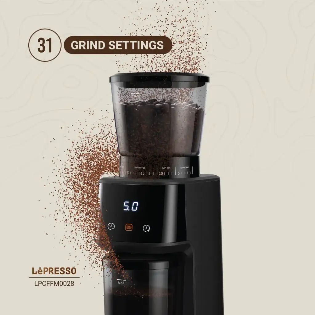 LEPRESSO CONICAL BURR GRINDER BLACK LPCFFM0028 thumbnail 4