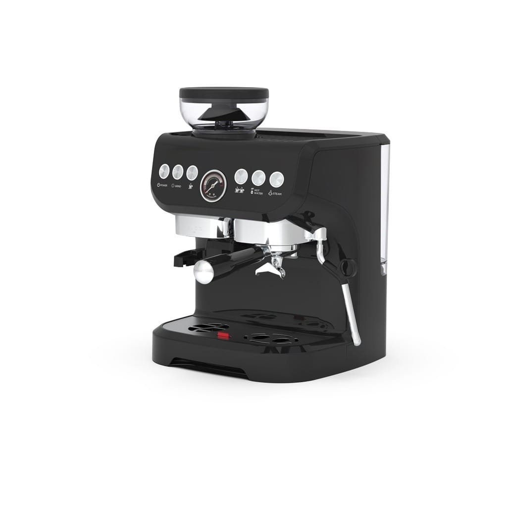 LEPRESSO SEMI AUTOMATIC ESPRESSO MACHINE WITH GRINDER & MILK STEAMER BLACK LECMBGBK