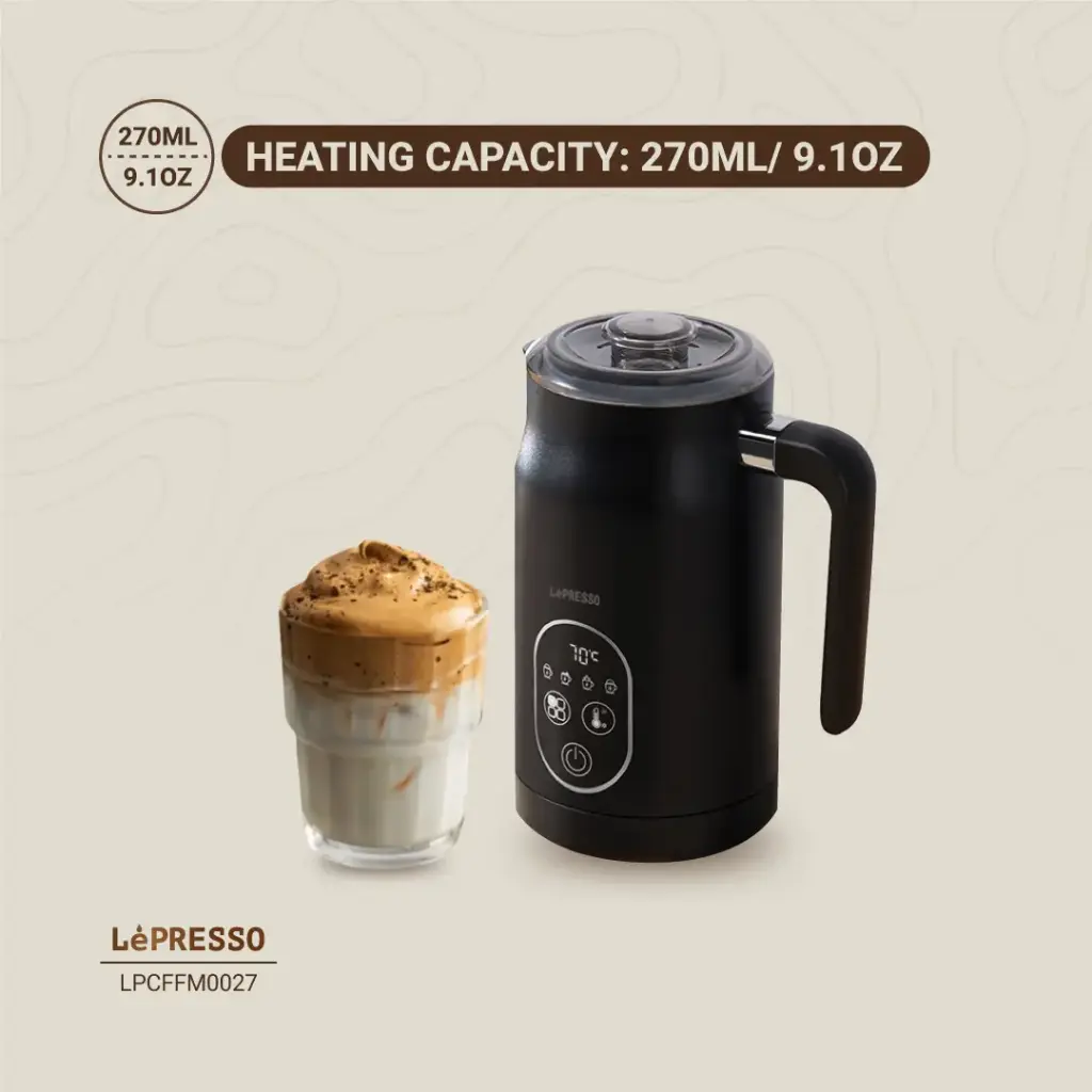LEPRESSO FOUR FROTH MILK FROTHER TEMPERATURE CONTROL 270ML BLACK LPCFFM0027 thumbnail 5