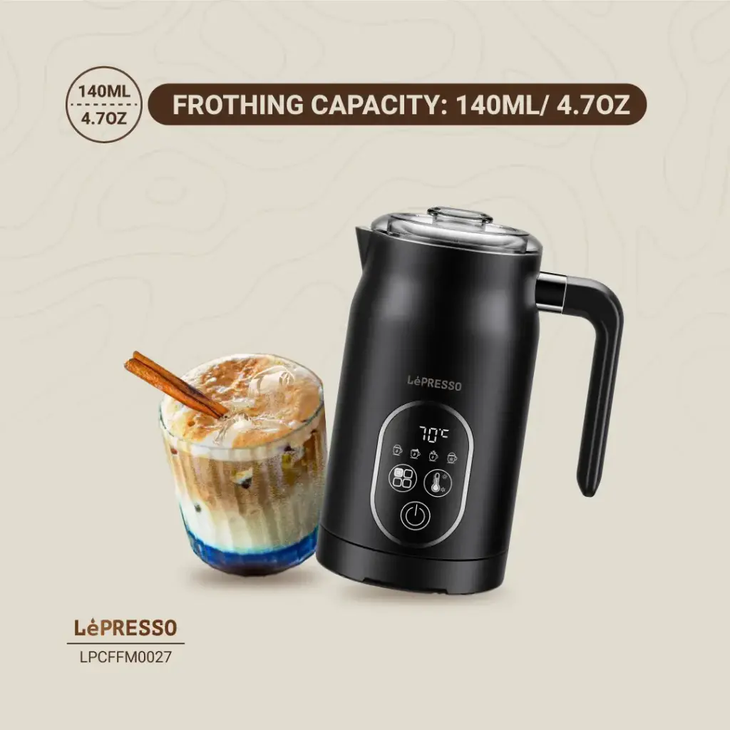 LEPRESSO FOUR FROTH MILK FROTHER TEMPERATURE CONTROL 270ML BLACK LPCFFM0027 thumbnail 4
