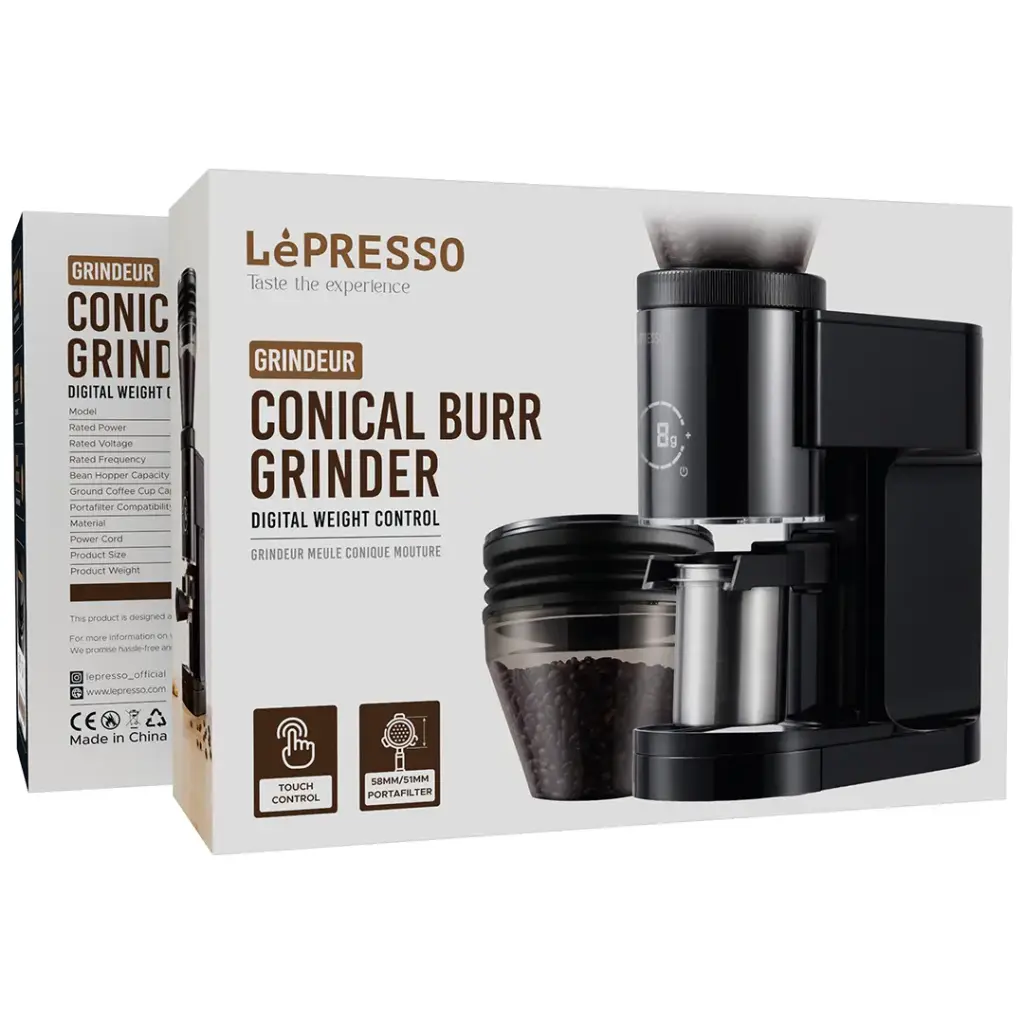 LEPRESSO GRINDEUR CONICAL BURR GRINDER BLACK LPCGHY1430BK thumbnail 5