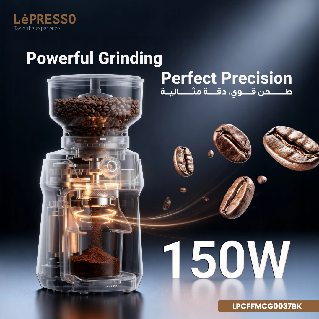 LEPRESSO MACINARE STAINLESS STEEL BURR GRINDER BLACK LPCFFMCG0037BK thumbnail 4