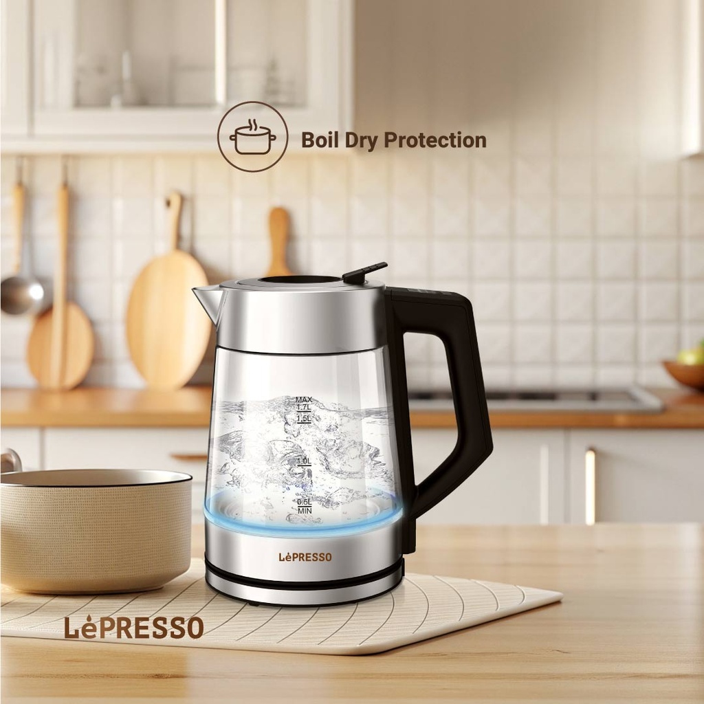 LEPRESSO MULTI-TEMPERATURE ILLUMINATED GLASS KETTLE BLACK LPCFFM0008-BK thumbnail 8