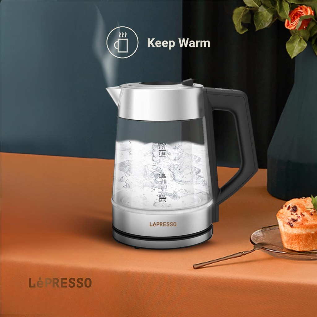 LEPRESSO MULTI-TEMPERATURE ILLUMINATED GLASS KETTLE BLACK LPCFFM0008-BK thumbnail 7