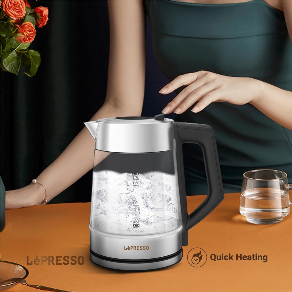 LEPRESSO MULTI-TEMPERATURE ILLUMINATED GLASS KETTLE BLACK LPCFFM0008-BK thumbnail 6