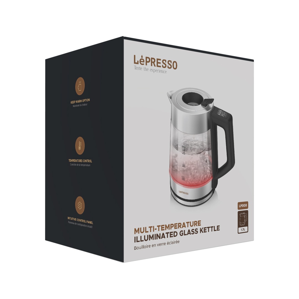 LEPRESSO MULTI-TEMPERATURE ILLUMINATED GLASS KETTLE BLACK LPCFFM0008-BK thumbnail 4