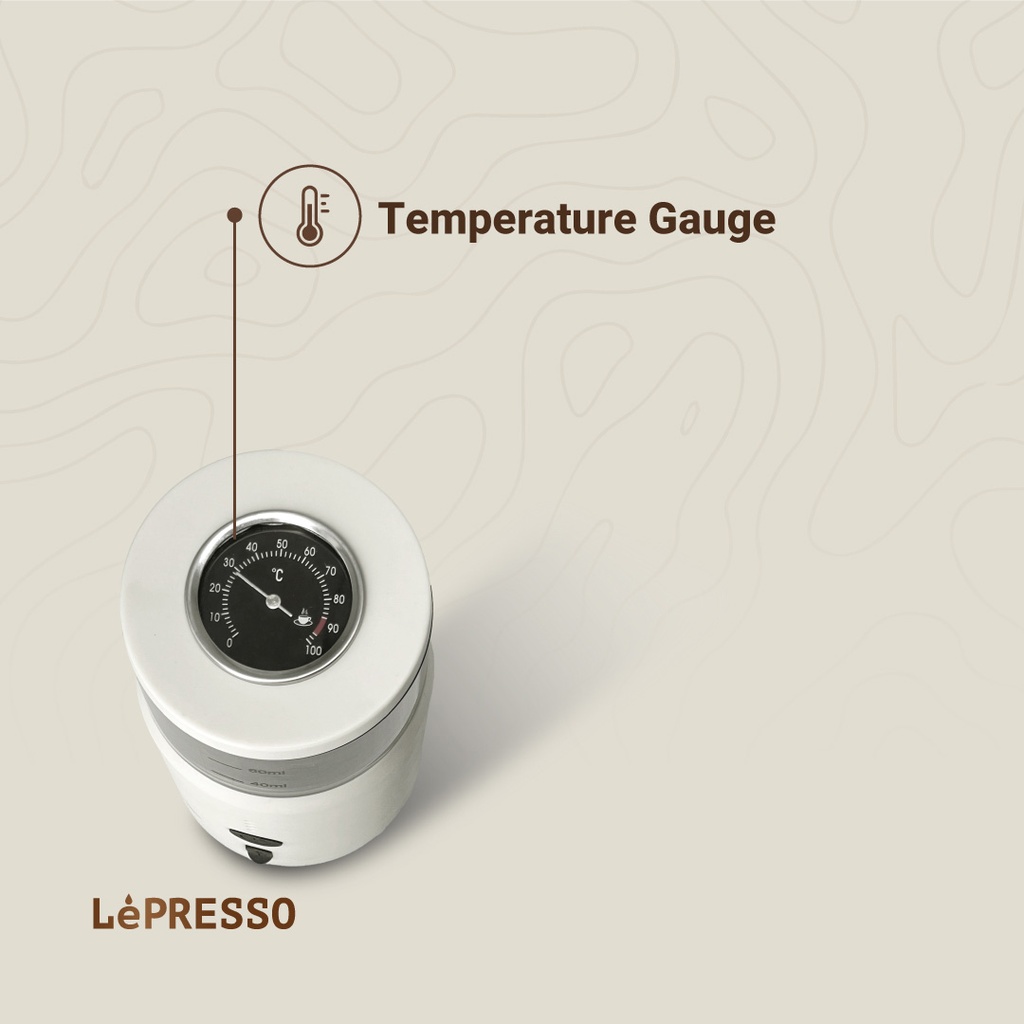 LEPRESSO PORTABLE ESPRESSO HEATING TEMPERATURE GAUGE LP001 WHITE LPCFFM001-WH thumbnail 4