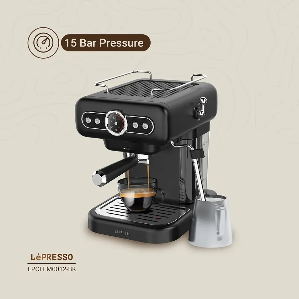 LEPRESSO RETRO ESPRESSO MACHINE BOILER GAUGE AND MILK STEAMER LP012 WHITE LPCFFM0012-WH thumbnail 7