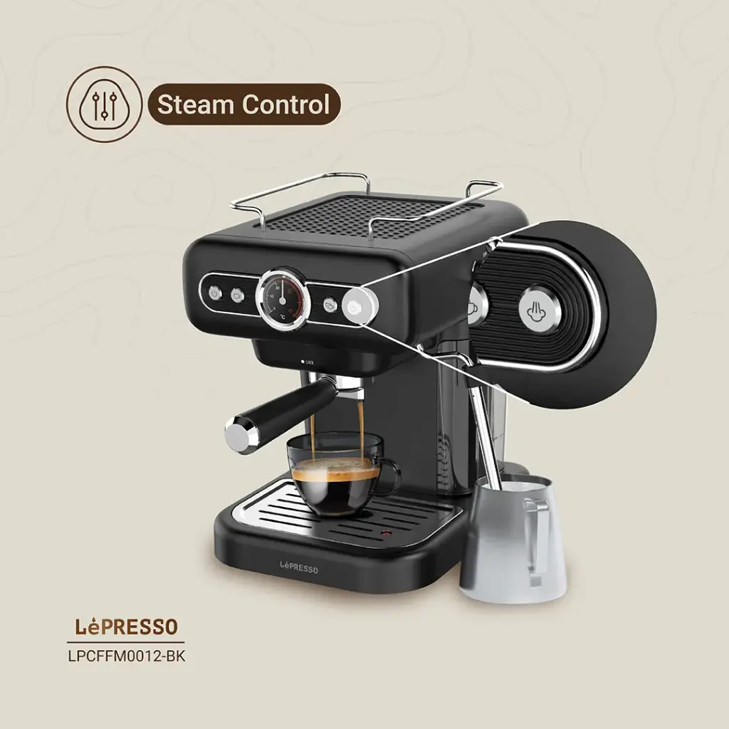 LEPRESSO RETRO ESPRESSO MACHINE BOILER GAUGE AND MILK STEAMER LP012 WHITE LPCFFM0012-WH thumbnail 4