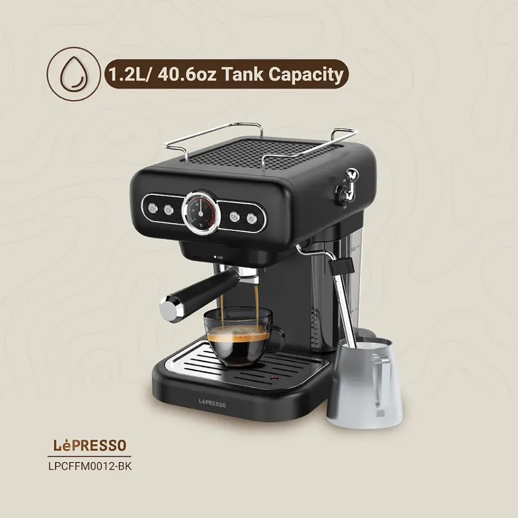 LEPRESSO RETRO ESPRESSO MACHINE BOILER GAUGE AND MILK STEAMER LP012 WHITE LPCFFM0012-WH thumbnail 3