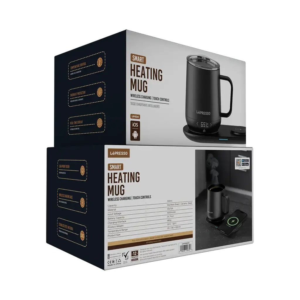 LEPRESSO SMART HEATING TRAVEL MUG WITH WIRELESS CHARGING BLACK LPFFM0034 thumbnail 5