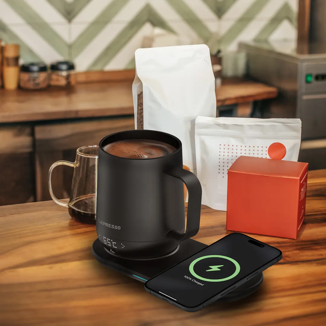 LEPRESSO SMART HEATING TRAVEL MUG WITH WIRELESS CHARGING BLACK LPFFM0034 thumbnail 2