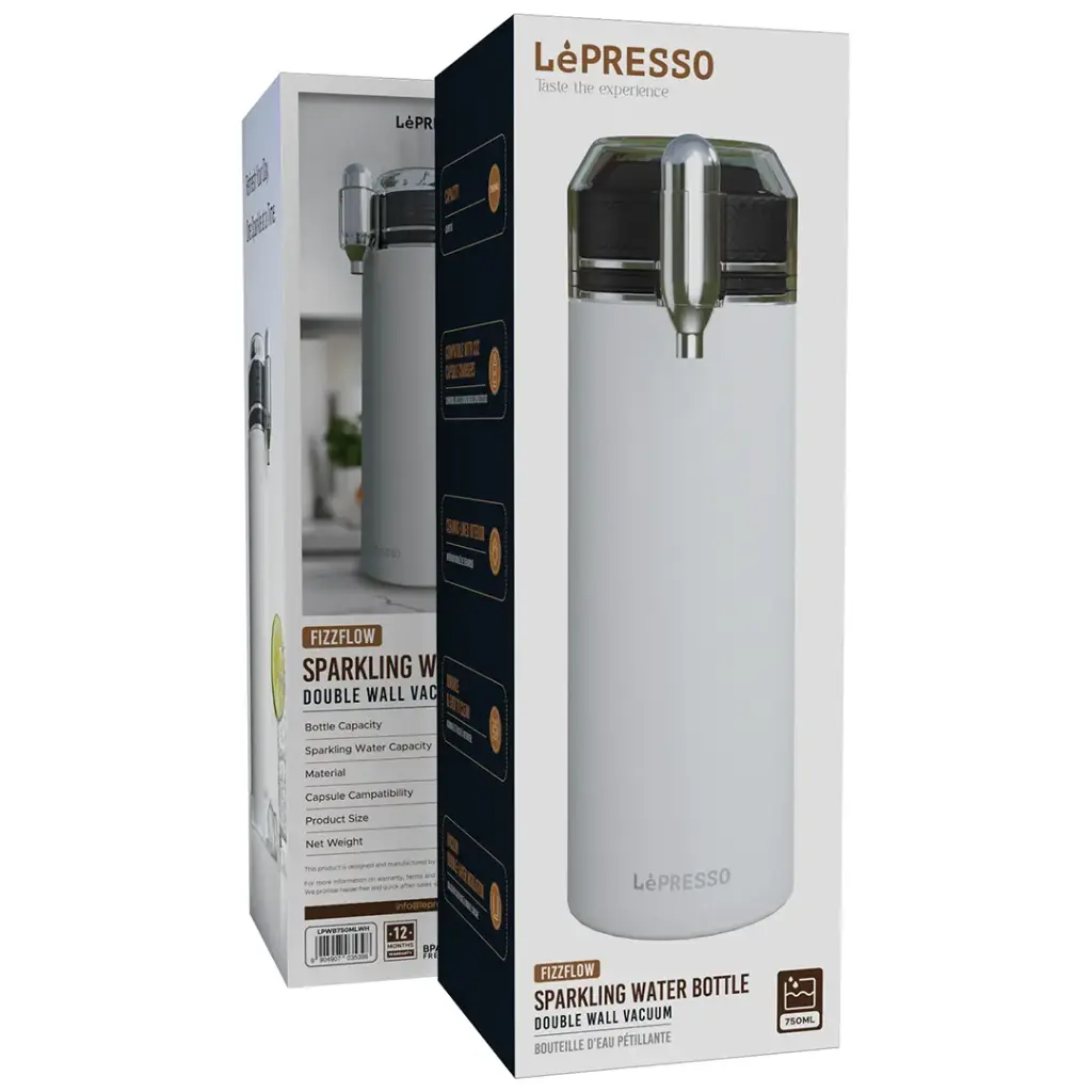 LEPRESSO 750ML DOUBLE WALL VACUUM FUNCTIONAL SPARKLING WATER BOTTLE WHITE LPWB750MLWH thumbnail 2