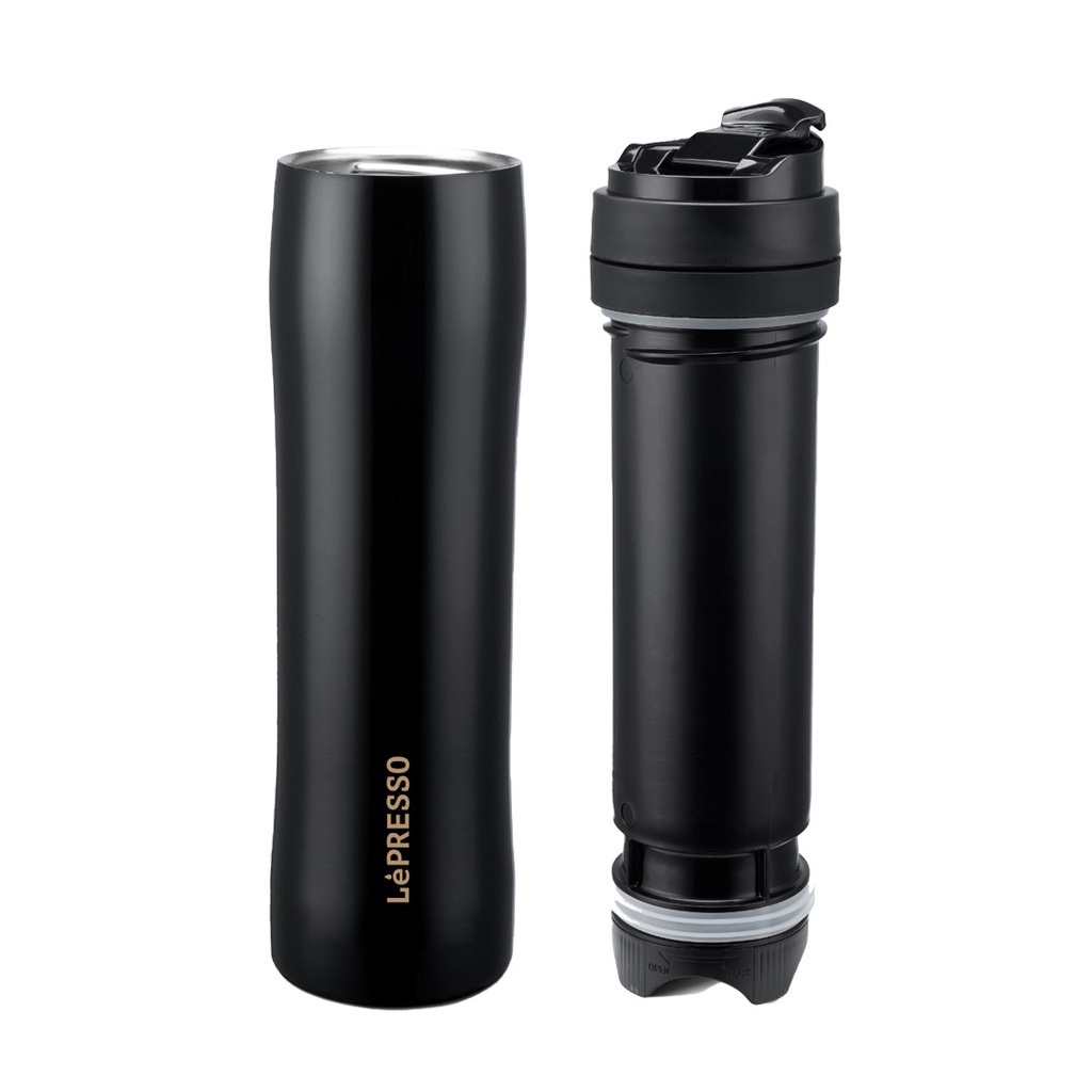 LEPRESSO PORTABLE FRENCH PRESS COFEE AND TEA STAINLESS STEEL BLACK LPSPFPBK thumbnail 2