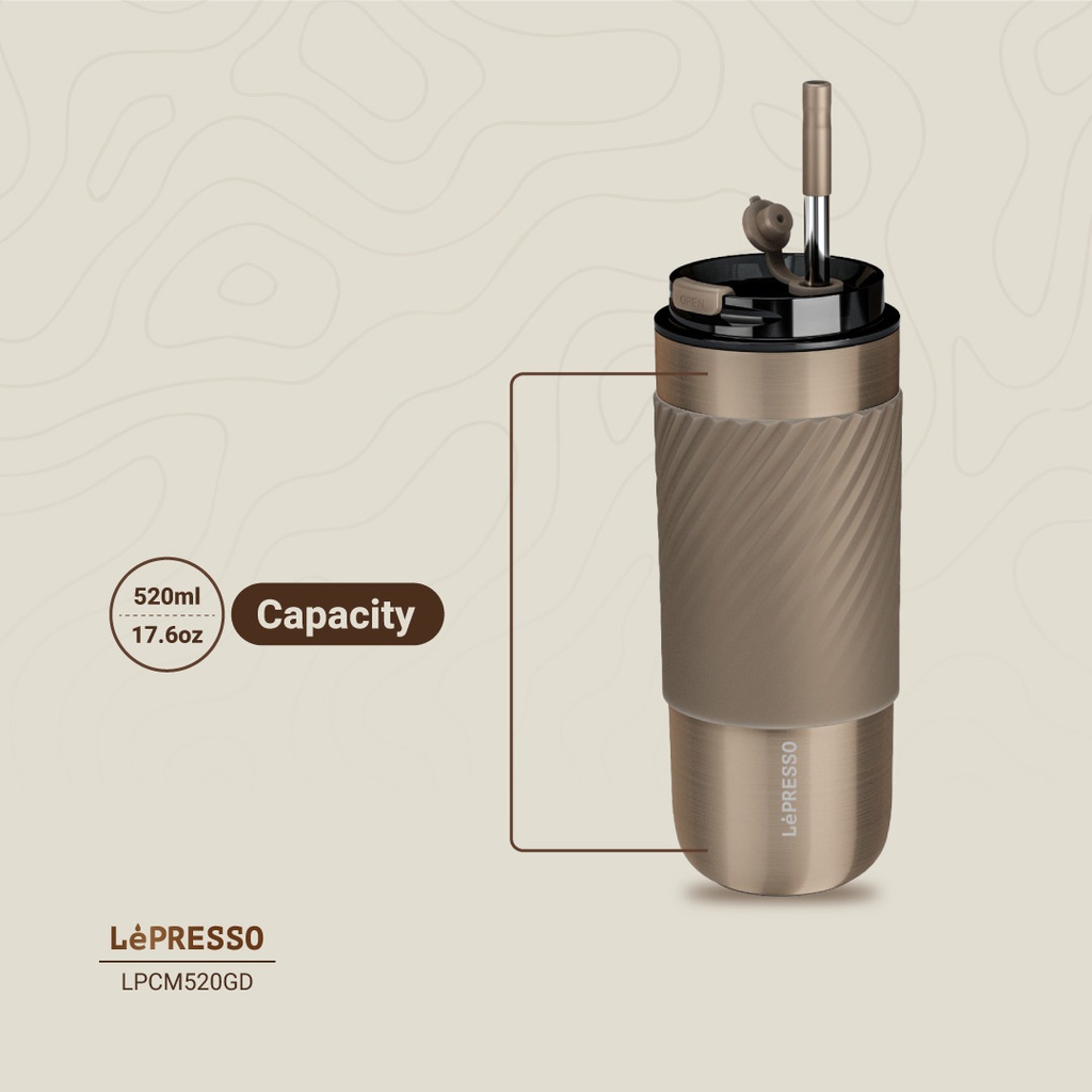 LEPRESSO THERMAL TUMBLER WITH INFUSION FILTER GOLD LPCM520GD thumbnail 3