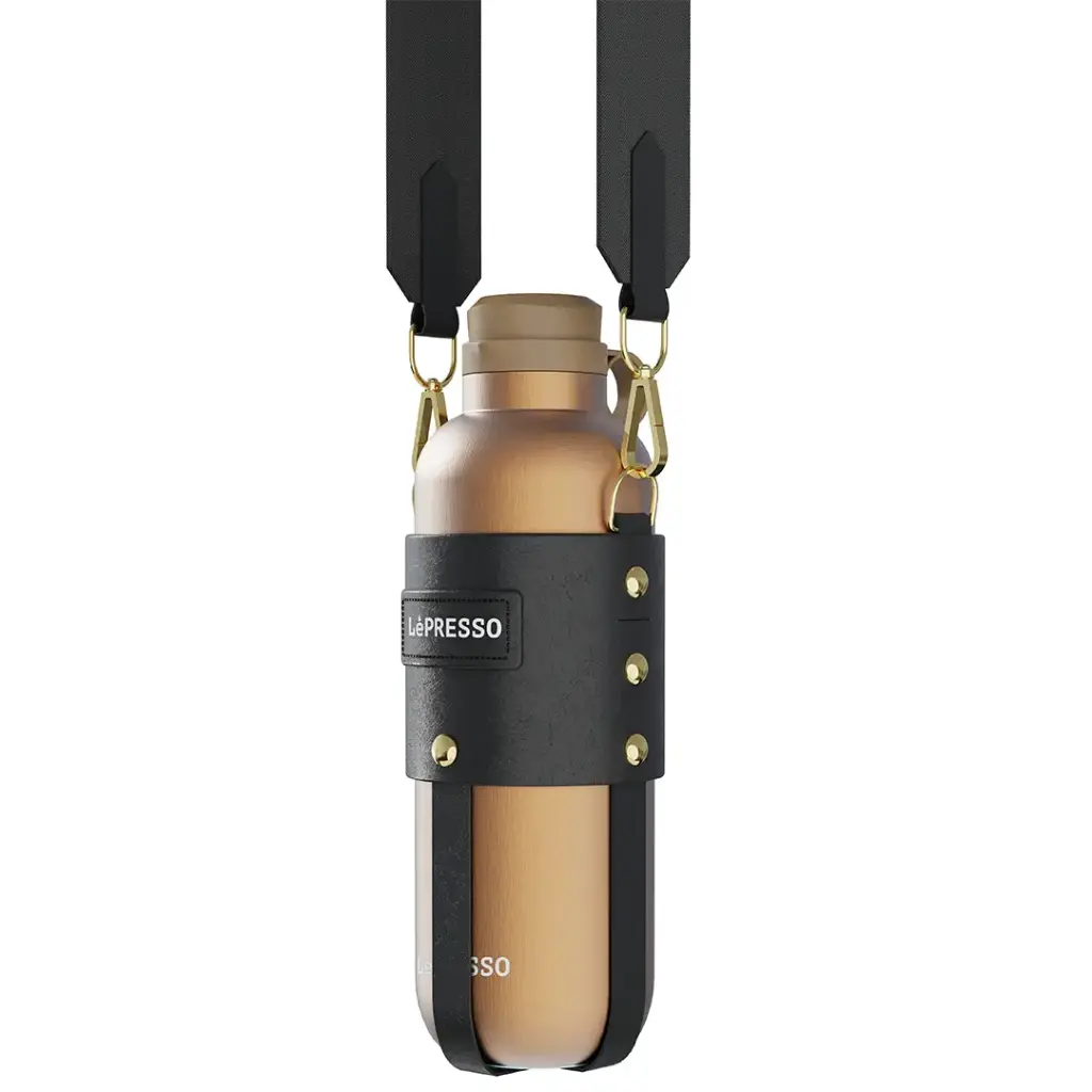 LEPRESSO THERMATRAIL THERMOS BOTTLE WITH CROSSBODY STRAP GOLD LPCFFTT0013GD thumbnail 2