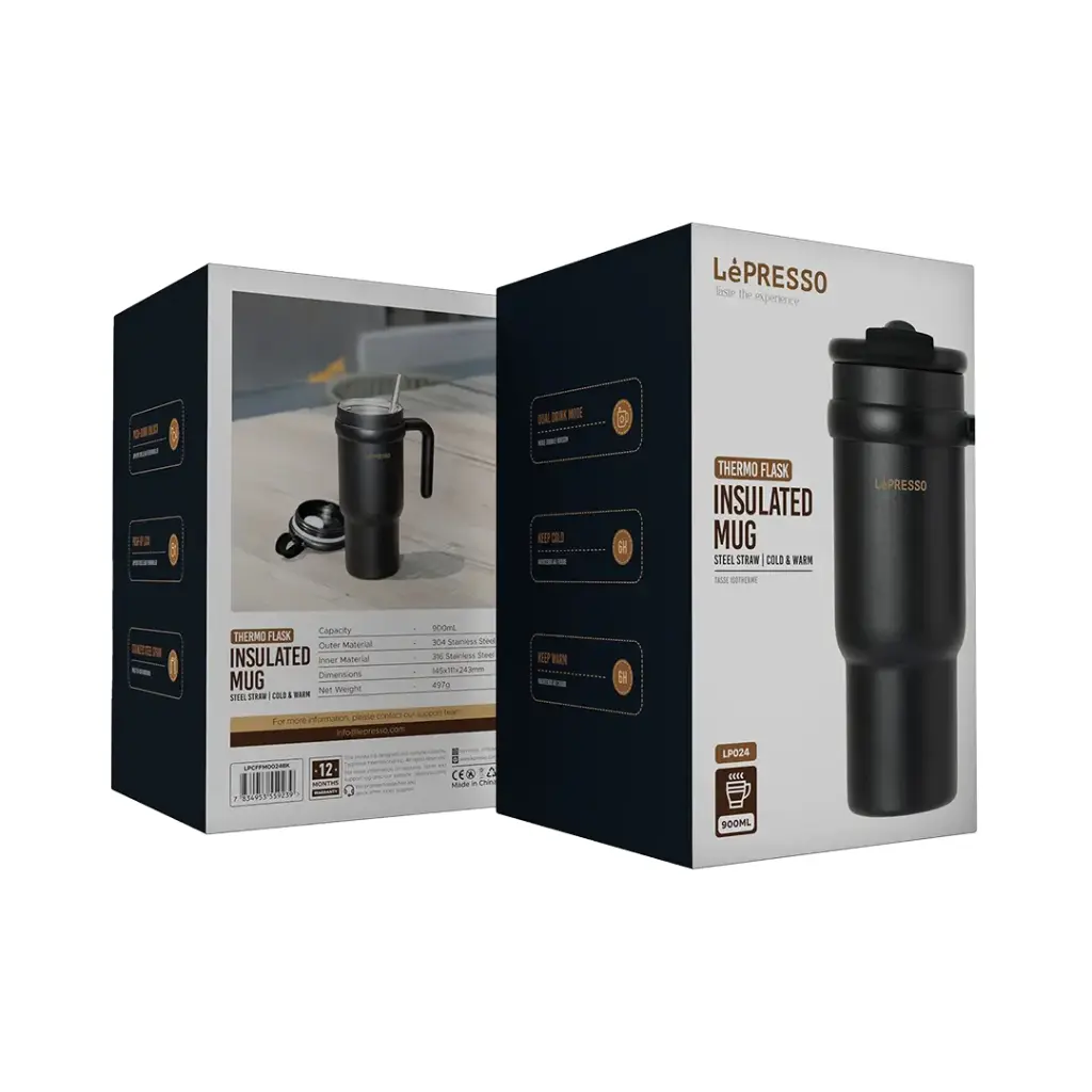 LEPRESSO THERMO FLASK INSULATED MUG BLACK LPCFFM0024BK thumbnail 2