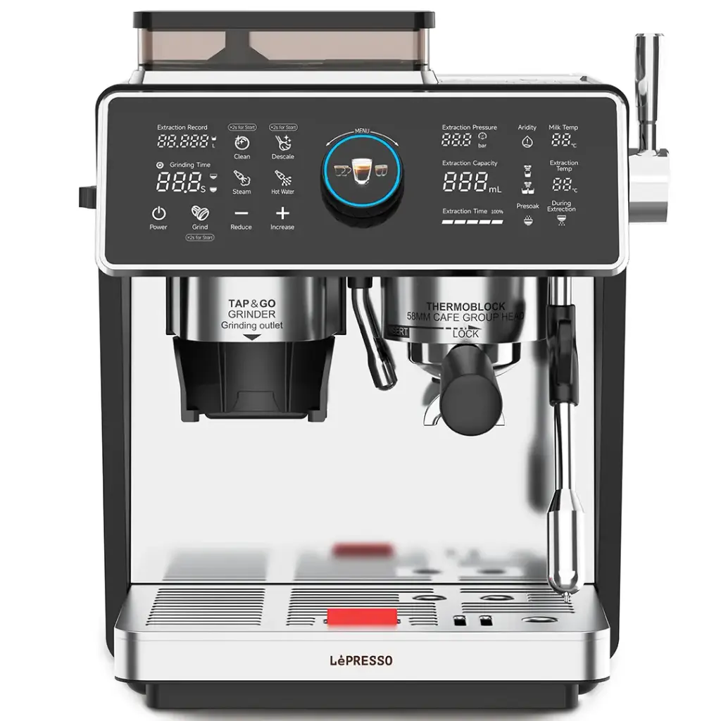 LEPRESSO VIVENTE SEMI AUTOMATIC DUAL BOILER COFFEE MACHINE WITH TOUCH DISPLAY SILVER LPCFFVSA0047SL thumbnail 2