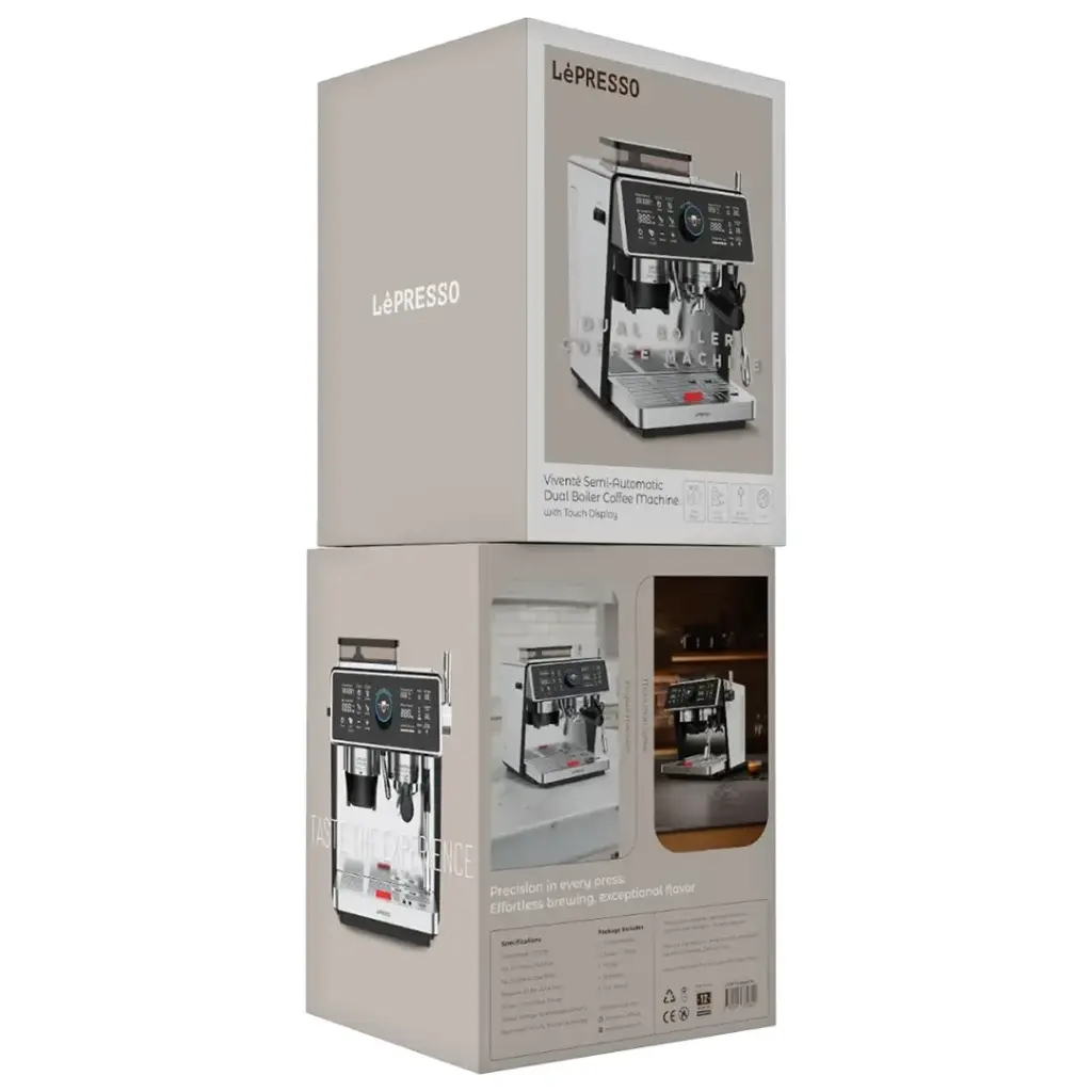 LEPRESSO VIVENTE SEMI AUTOMATIC DUAL BOILER COFFEE MACHINE WITH TOUCH DISPLAY SILVER LPCFFVSA0047SL thumbnail 3