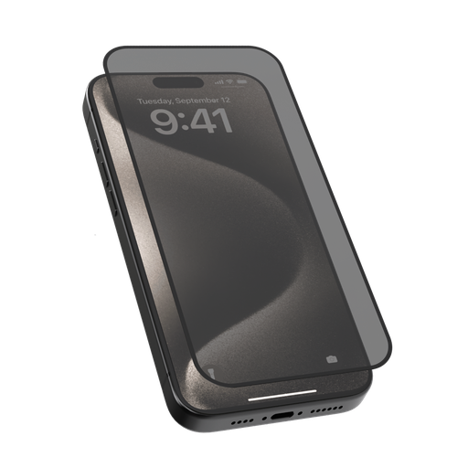 LEVELO IPHONE 15 SOFT EDGE TWICE TEMPERED SCREEN PROTECTOR PRIVACY BLACK