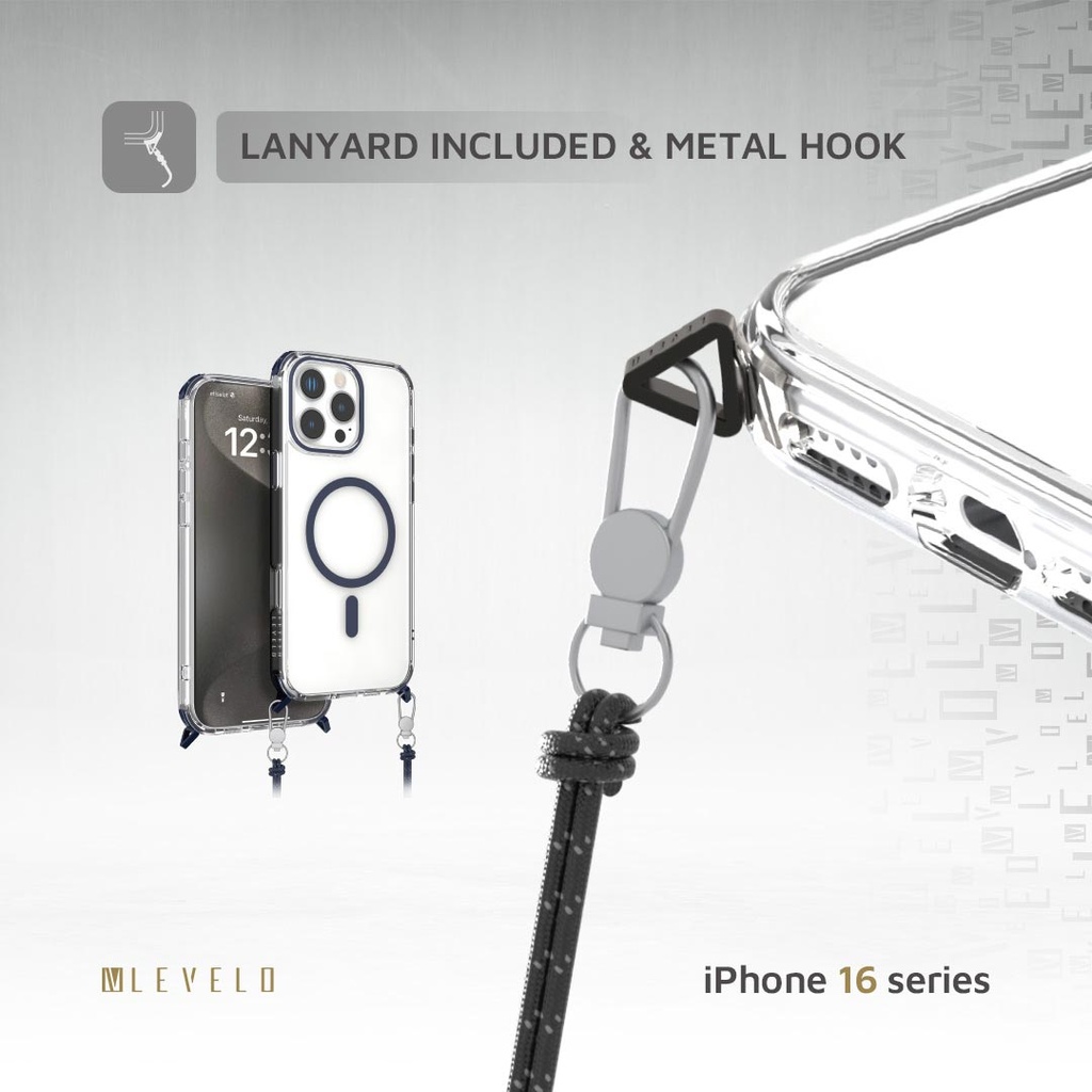 LEVELO CELESTE MAGSAFE CASE WITH CROSSBODY STRAP IPHONE 16 PRO BLACK LVLCMCCS16PBK thumbnail 6