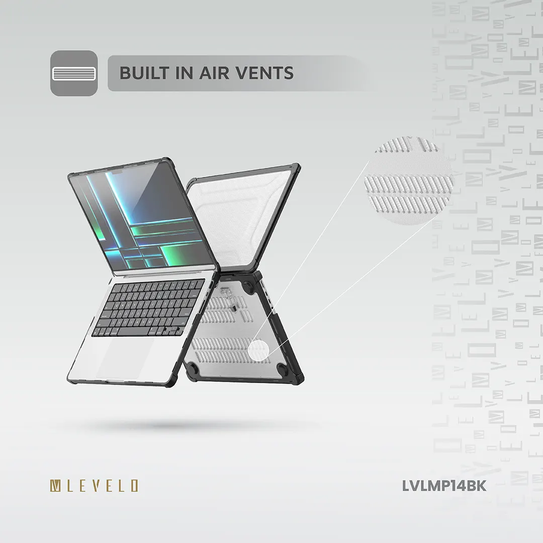 LEVELO ESPECTRO MACBOOK PRO 13.3 INCH CASE BLACK LVLMP13BK thumbnail 3