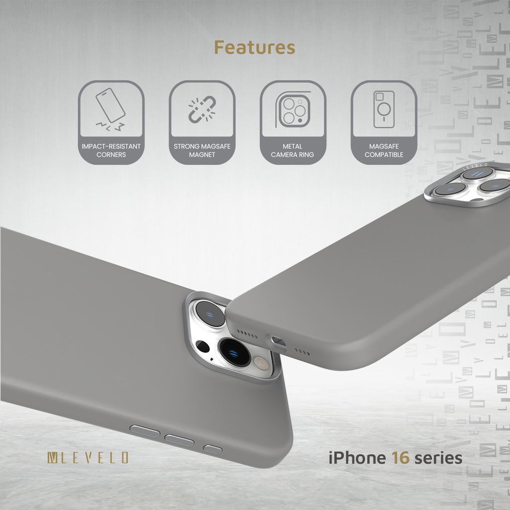 LEVELO IPHONE 16 PRO IRIS PRO MAGSAFE LIQUID SILICONE CASE GRAY LVLIPSC16PGY thumbnail 4