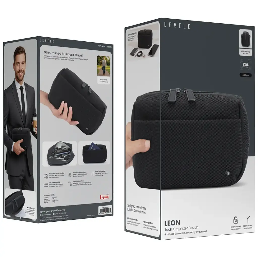 LEVELO LEON TECH ORGANIZER  POUCH JET BLACK LVLLEONPBK thumbnail 3