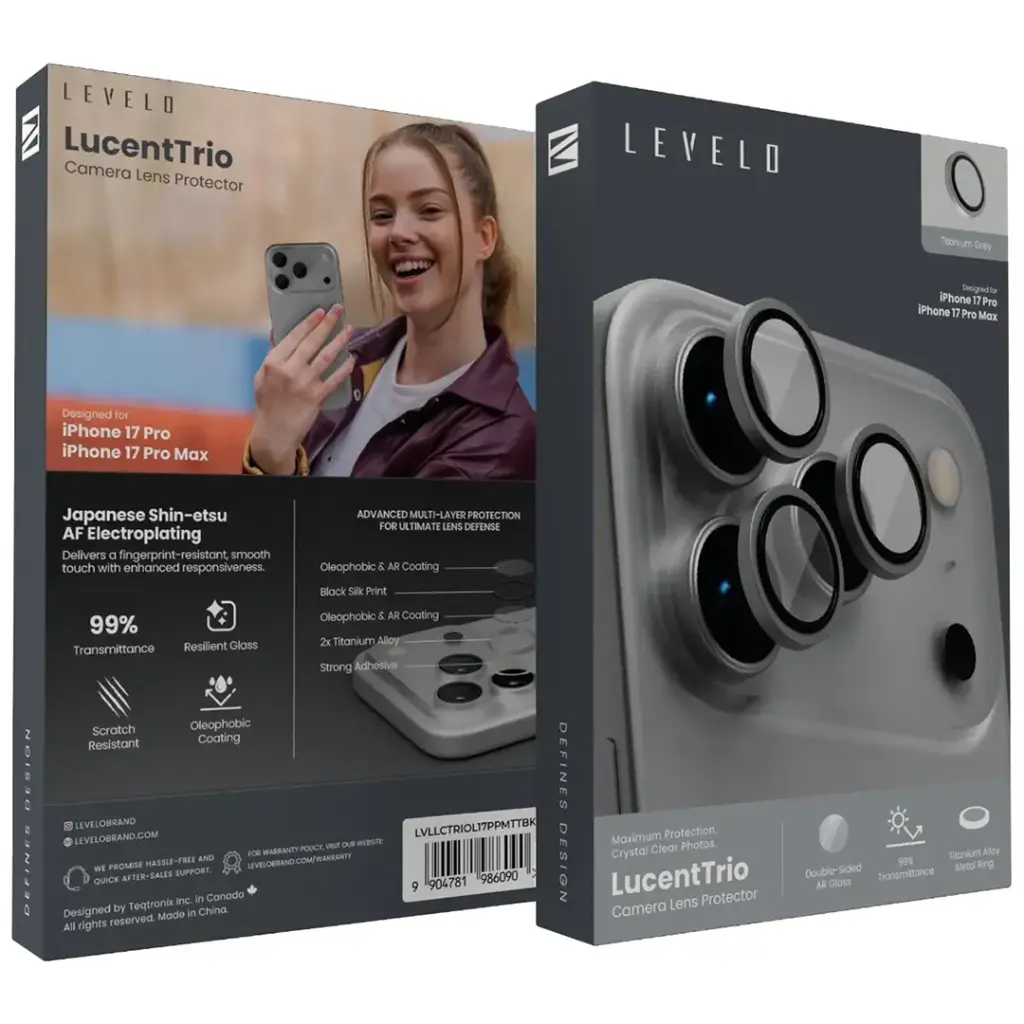 LEVELO LUCENTTRIO CAMERA LENS PROTECTOR IPHONE 17 PRO/PRO MAX TITANIUM GREY LVLLCTRIOL17PPMTTBK thumbnail 2