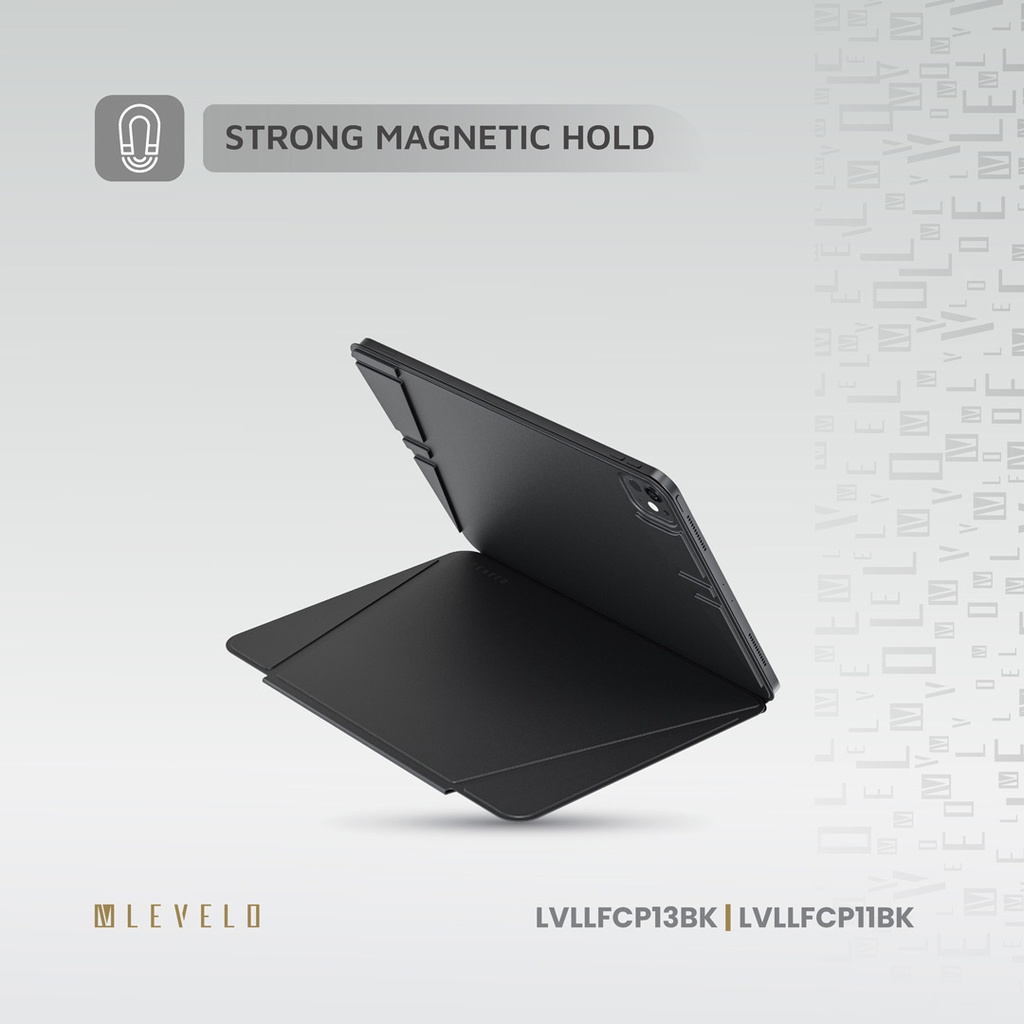 LEVELO LUXORA FOLIO IPAD PRO 13 ADJUSTABLE ANGLE BLACK CASE LVLLFCP13BK thumbnail 6