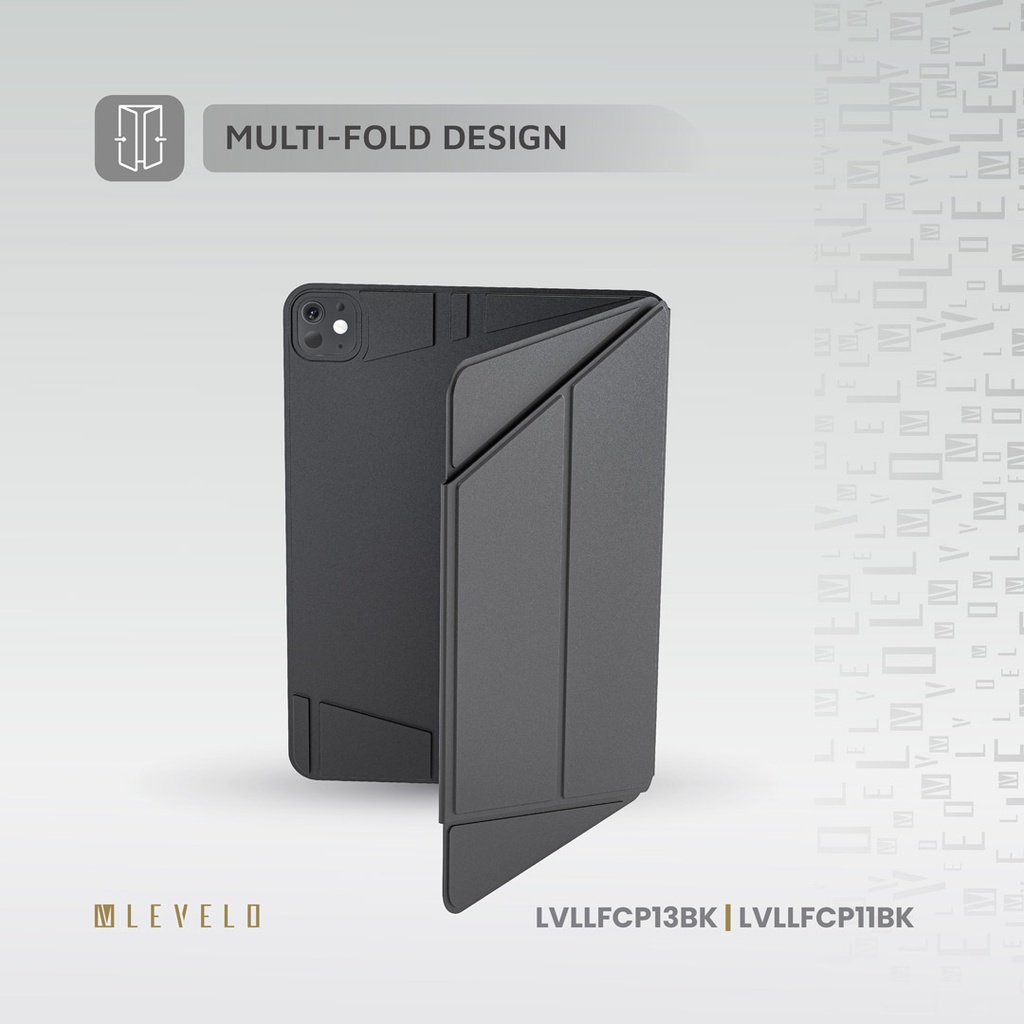 LEVELO LUXORA FOLIO IPAD PRO 13 ADJUSTABLE ANGLE BLACK CASE LVLLFCP13BK thumbnail 5