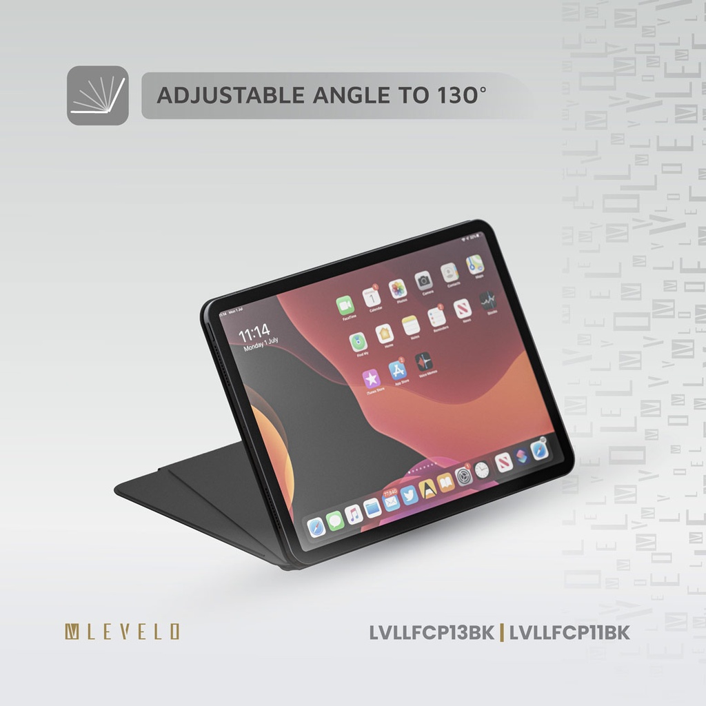 LEVELO LUXORA FOLIO IPAD PRO 13 ADJUSTABLE ANGLE BLACK CASE LVLLFCP13BK thumbnail 3