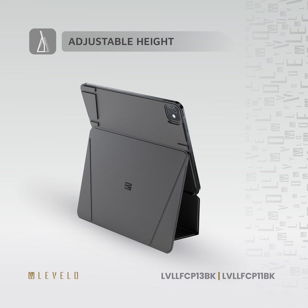 LEVELO LUXORA FOLIO IPAD PRO 13 ADJUSTABLE ANGLE BLACK CASE LVLLFCP13BK thumbnail 2