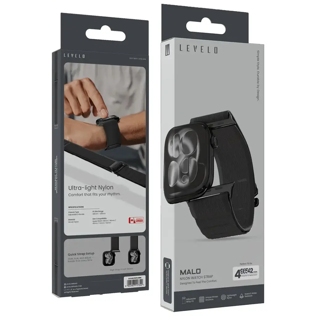LEVELO MALO NYLON WATCH STRAP BLACK LVLMLOWS49BK thumbnail 3
