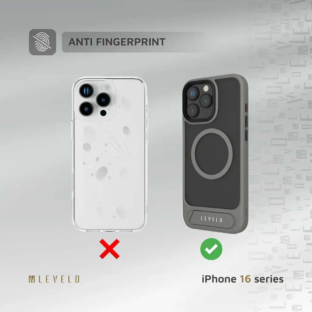 LEVELO IPHONE 16 PRO MATTEO CASE WITH BOTTOM STAND GRIP GRAY LVLMCBSG16PGY thumbnail 4