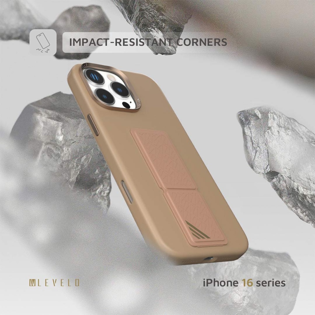 LEVELO IPHONE 16 PRO MORPHIX SILICONE CASE WITH LEATHER GRIP ROSE GOLD LVL-MSL-16P-RSGD thumbnail 5