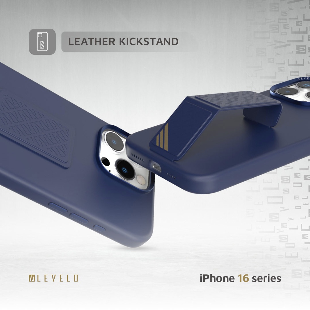 LEVELO IPHONE 16 PRO MAX MORPHIX SILICONE CASE WITH LEATHER GRIP DARK BLUE LVLMSL16PMDB thumbnail 5