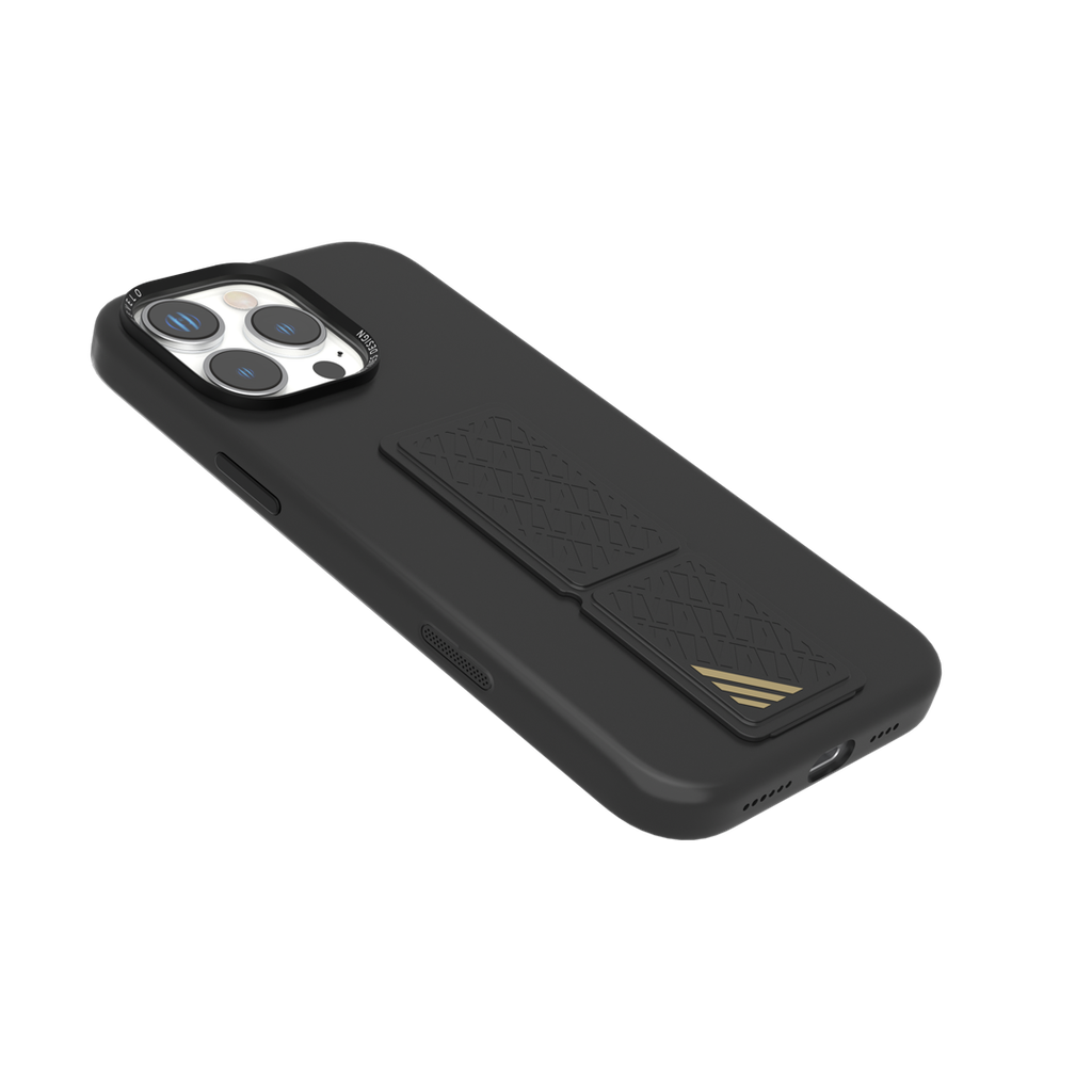 LEVELO IPHONE 16 PRO MORPHIX SILICONE CASE WITH LEATHER GRIP BLACK LVLMSL16PBK thumbnail 3