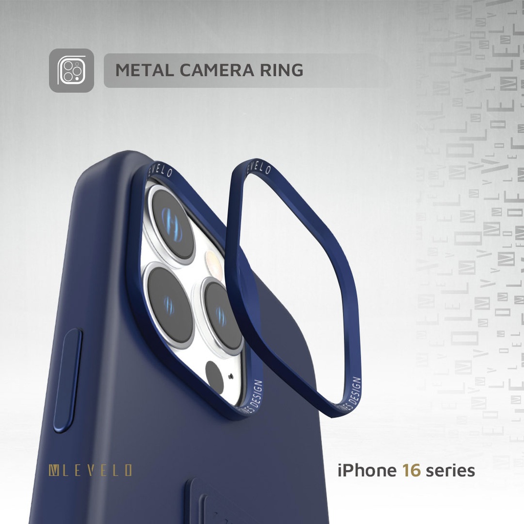 LEVELO IPHONE 16 PRO MAX MORPHIX SILICONE CASE WITH LEATHER GRIP DARK BLUE LVLMSL16PMDB thumbnail 4