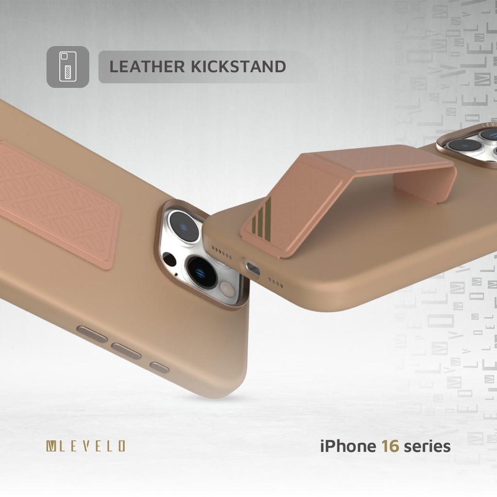 LEVELO IPHONE 16 PRO MORPHIX SILICONE CASE WITH LEATHER GRIP ROSE GOLD LVL-MSL-16P-RSGD thumbnail 3