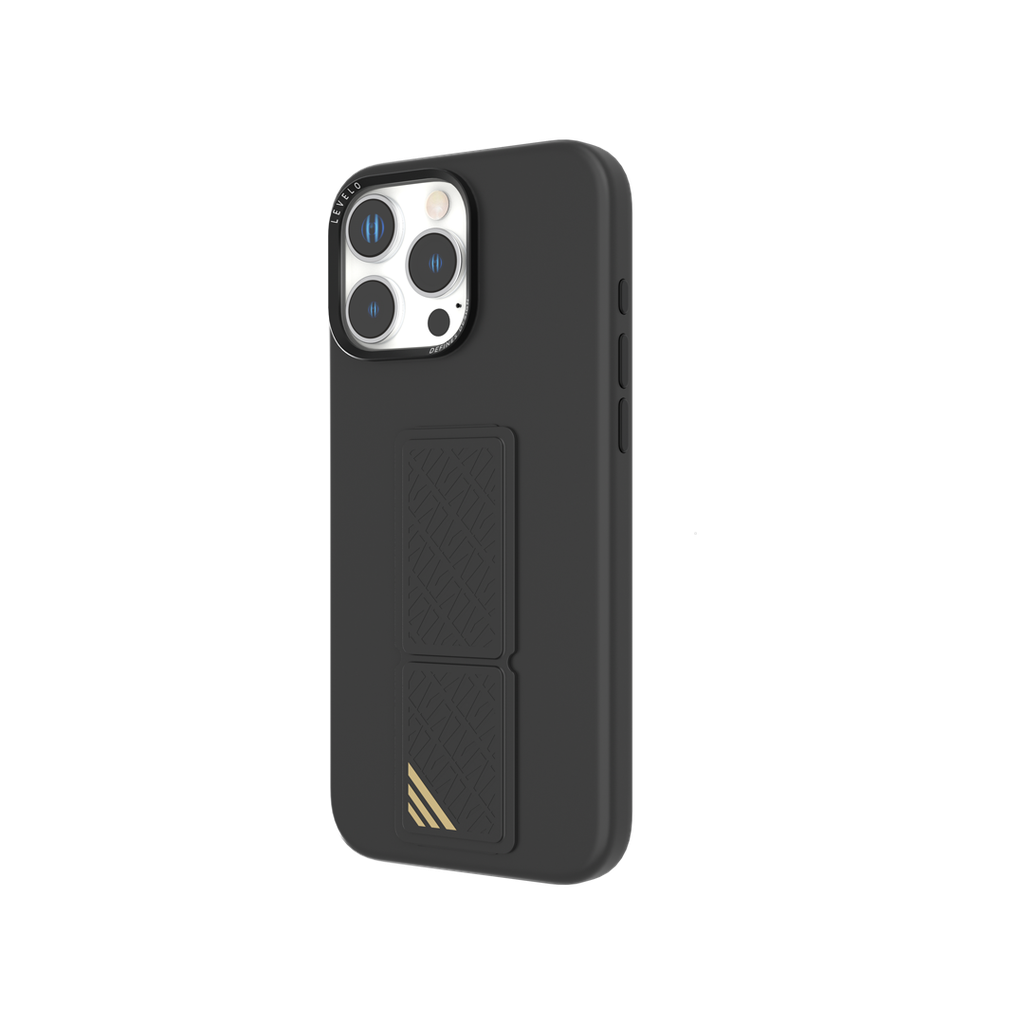 LEVELO IPHONE 16 PRO MORPHIX SILICONE CASE WITH LEATHER GRIP BLACK LVLMSL16PBK thumbnail 2