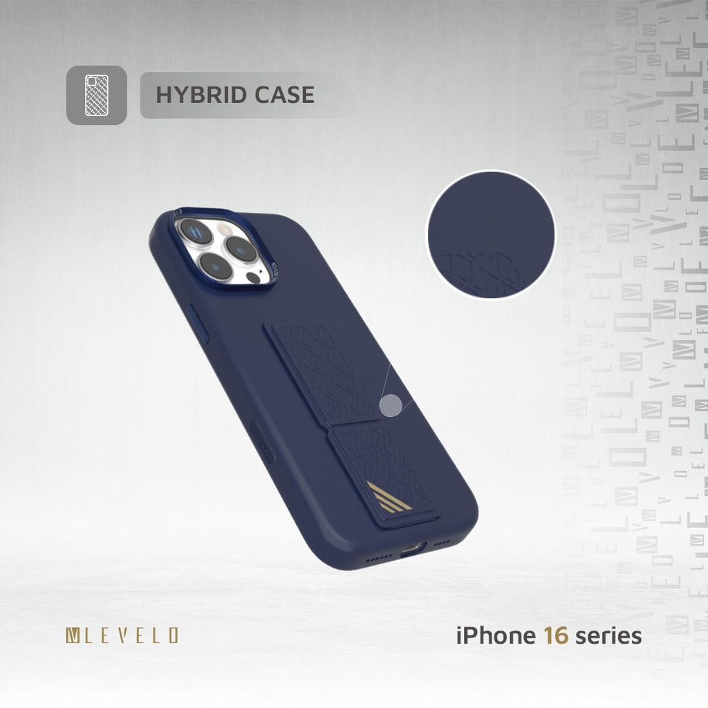 LEVELO IPHONE 16 PRO MAX MORPHIX SILICONE CASE WITH LEATHER GRIP DARK BLUE LVLMSL16PMDB thumbnail 2