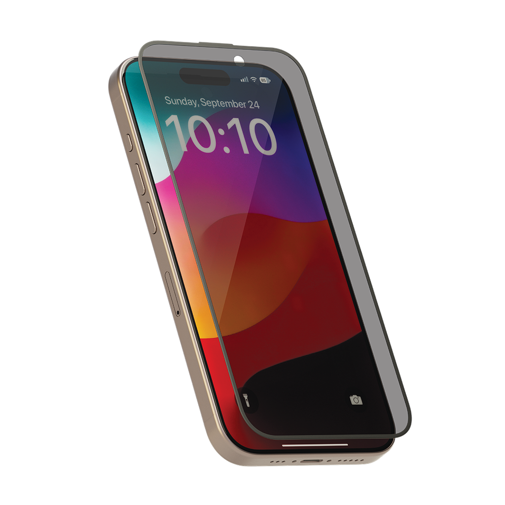 LEVELO IPHONE 15 PRO SOFT EDGE TWICE TEMPERED SCREEN PROTECTOR PRIVACY BLACK