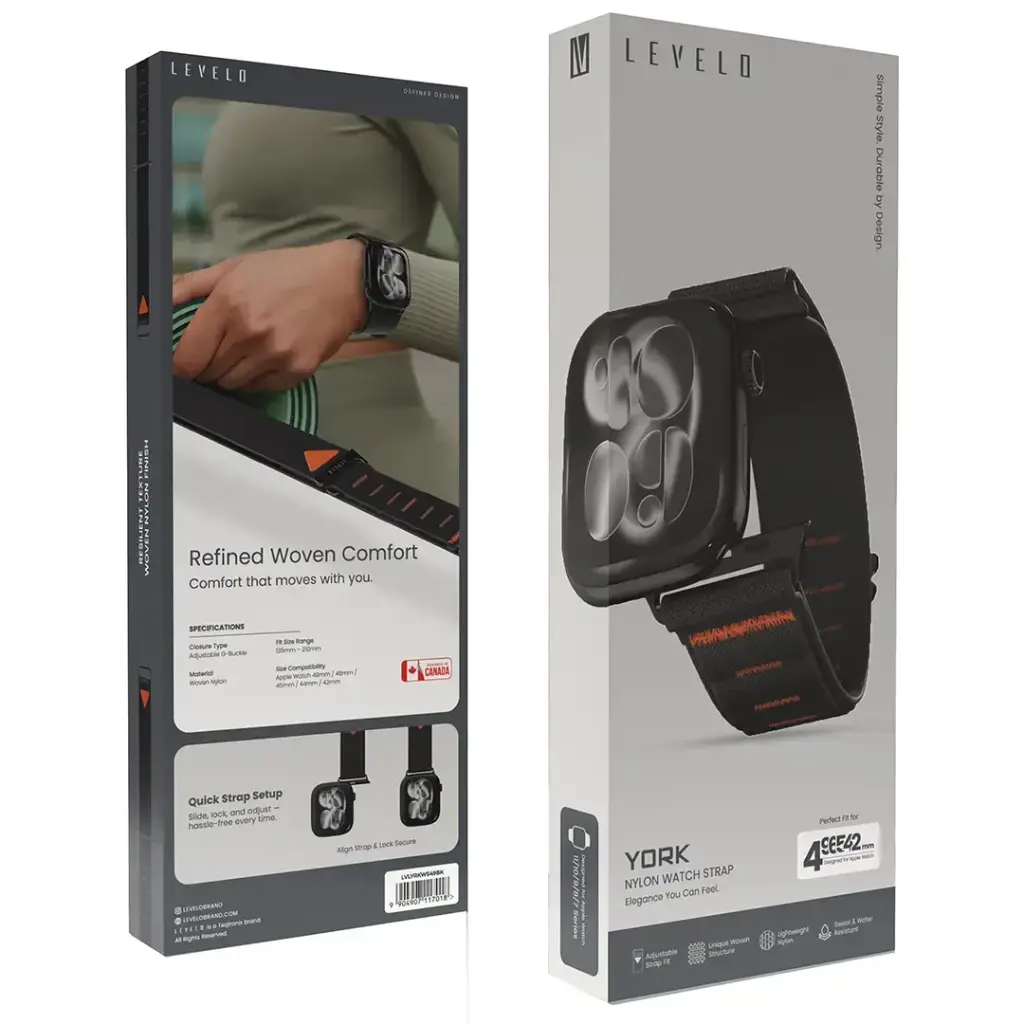 LEVELO YORK NYLON WATCH STARP BLACK LVLYRKWS49BK thumbnail 3